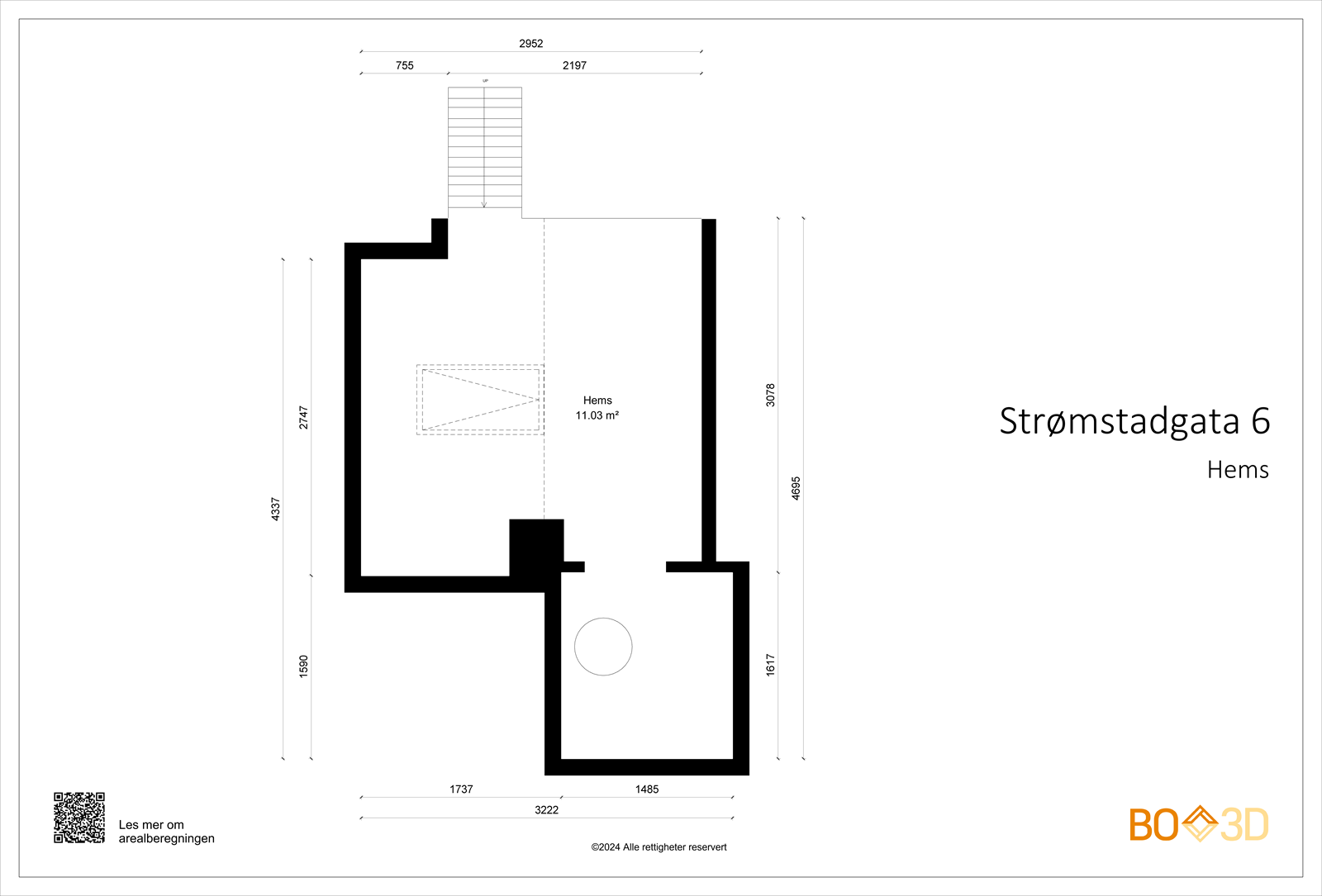 Målsatt plantegning hems. Galleribilde