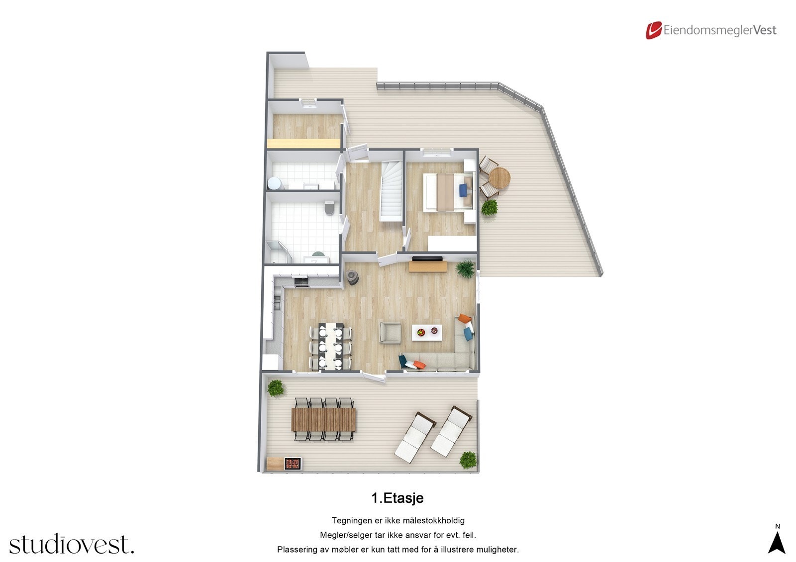 Planskisse 3D: 1. etasje Galleribilde