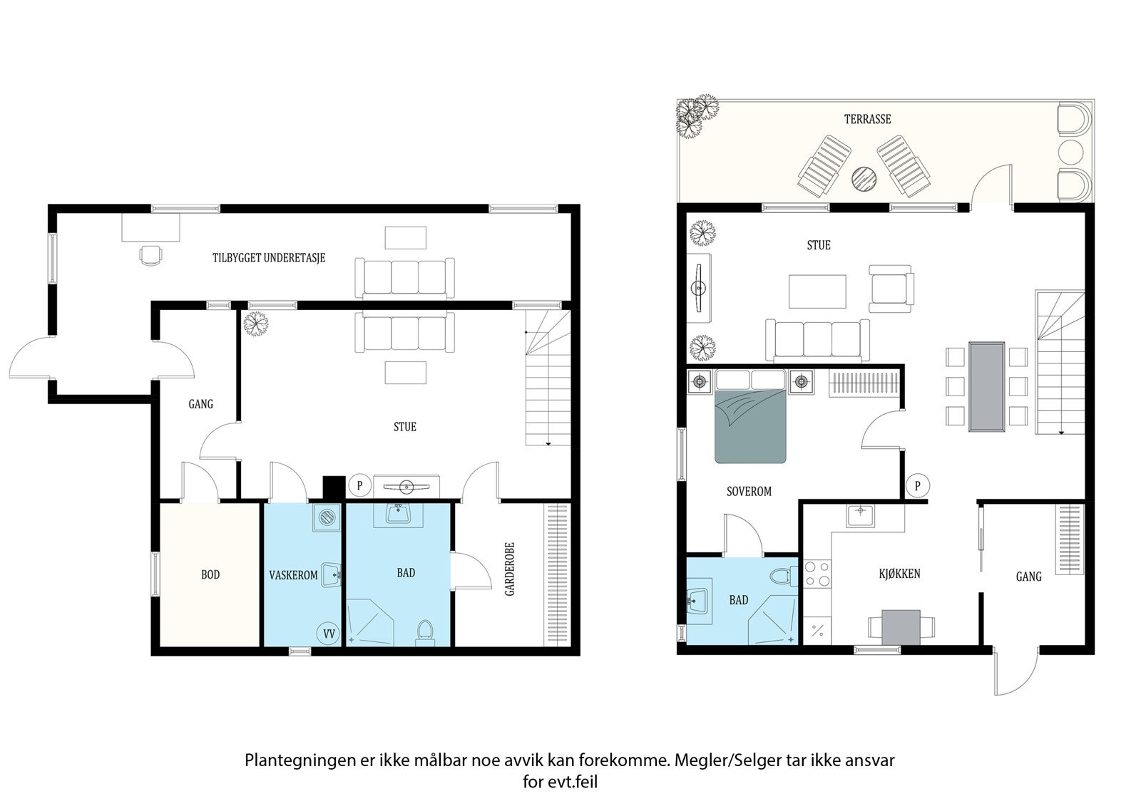 Planskisse begge etasjer. Galleribilde