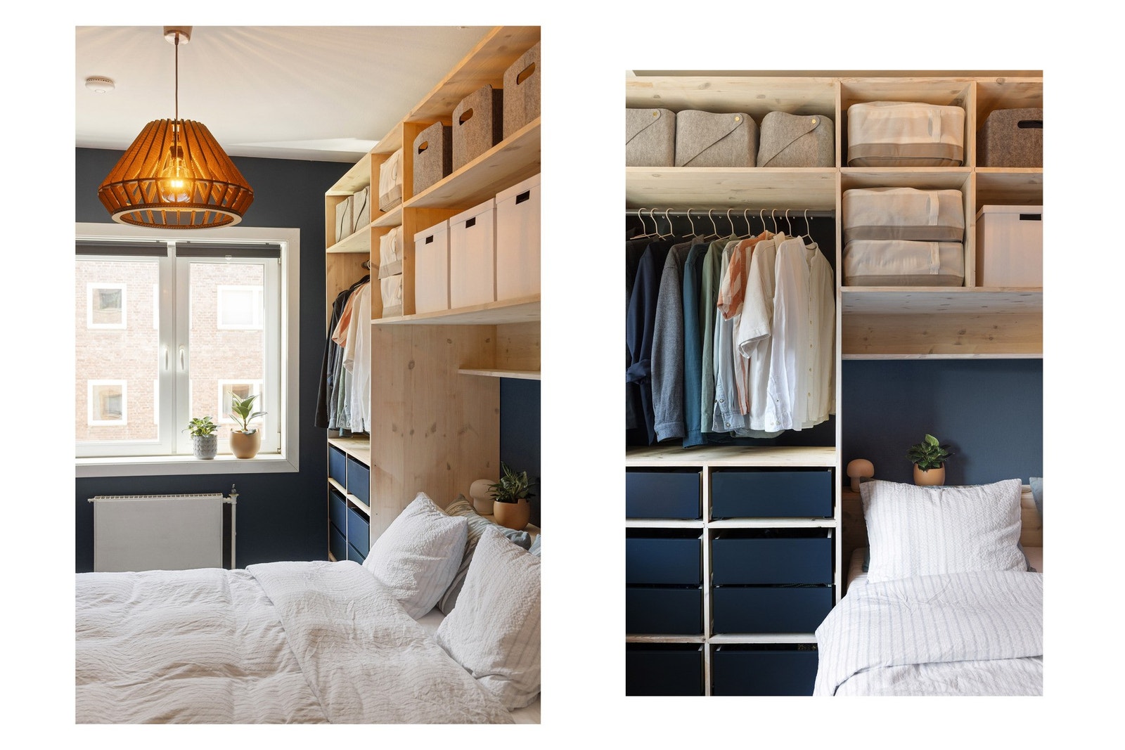 Oppbevaringsmøbelet er bygget spesielt for denne leiligheten. Sengegavlen har flere
integrerte strømuttaK. Galleribilde