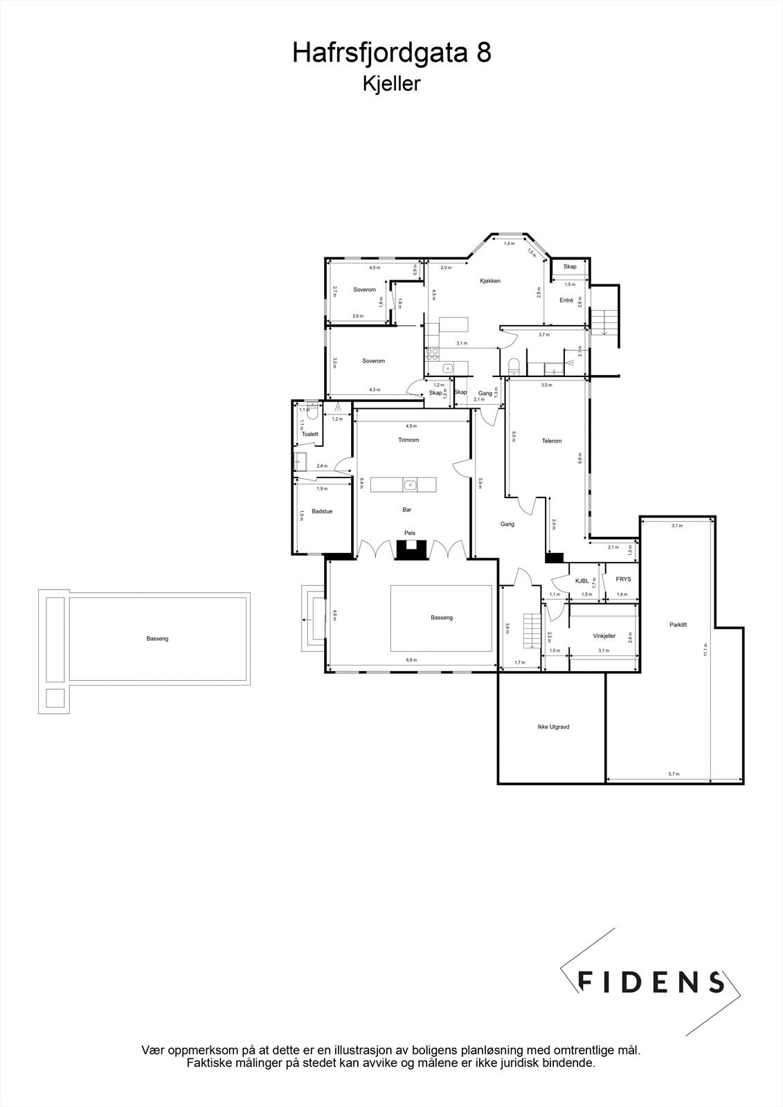 Plantegning kjeller. Galleribilde