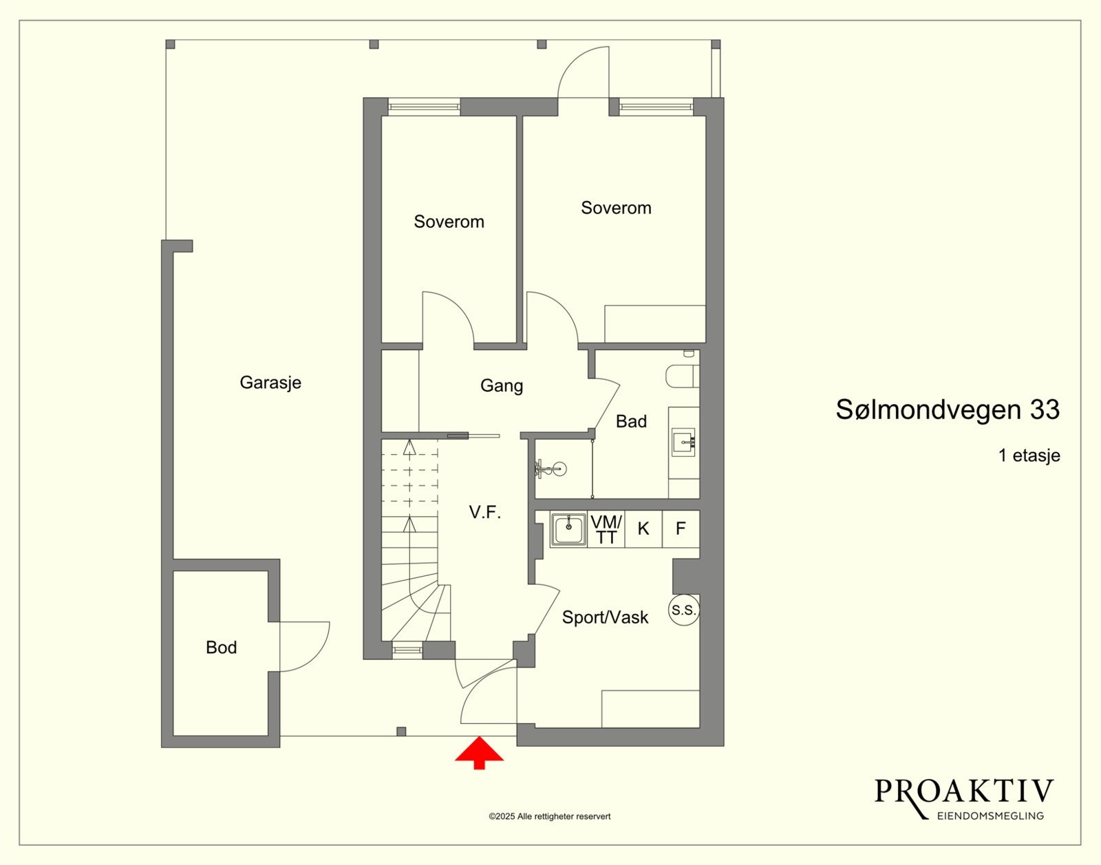 Slik ser planløsningen i 1. etasje ut. Galleribilde