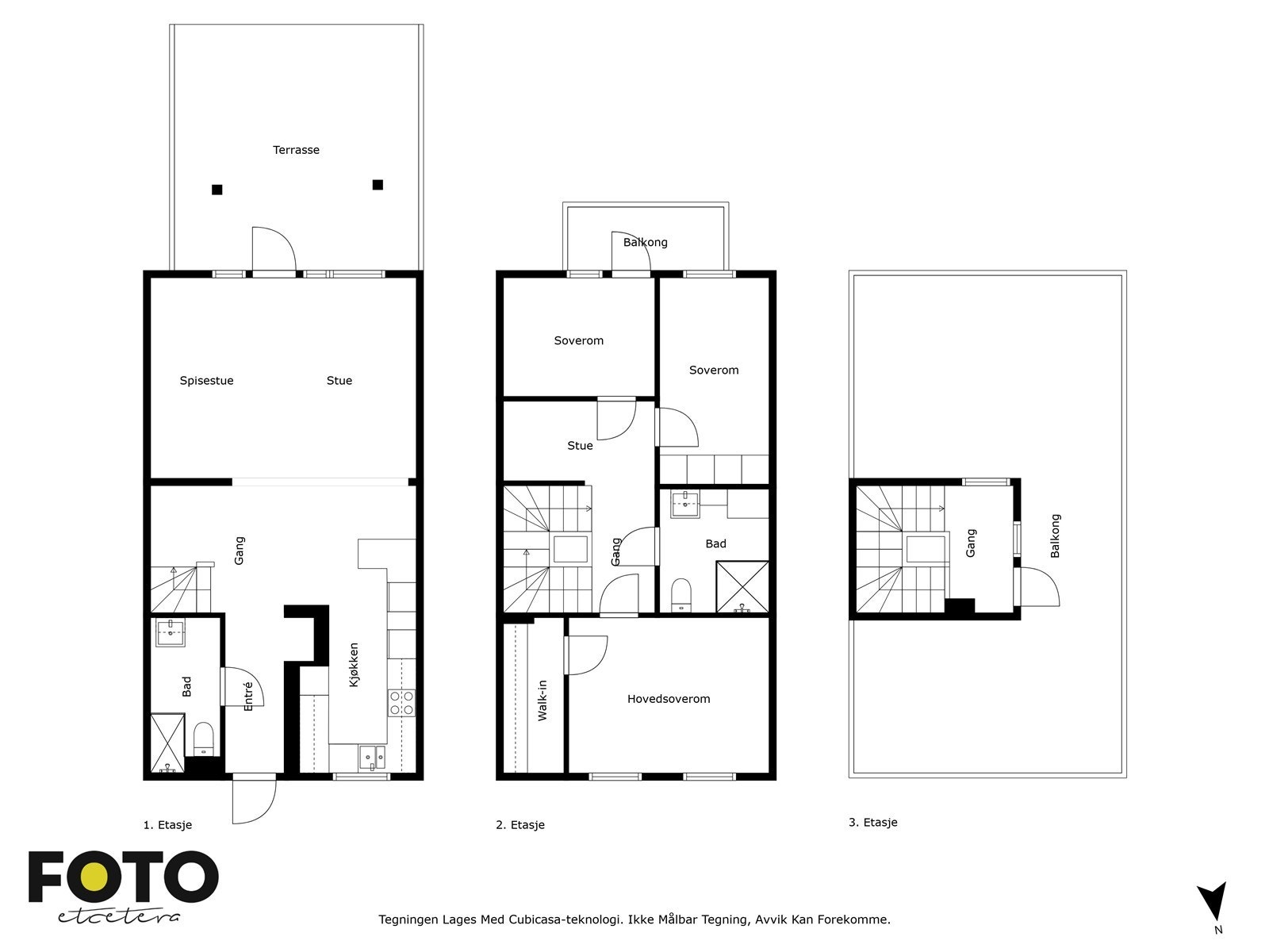 Myråsveien 18B - alle etasjer. Veiledende planskisse - ikke målbar Galleribilde