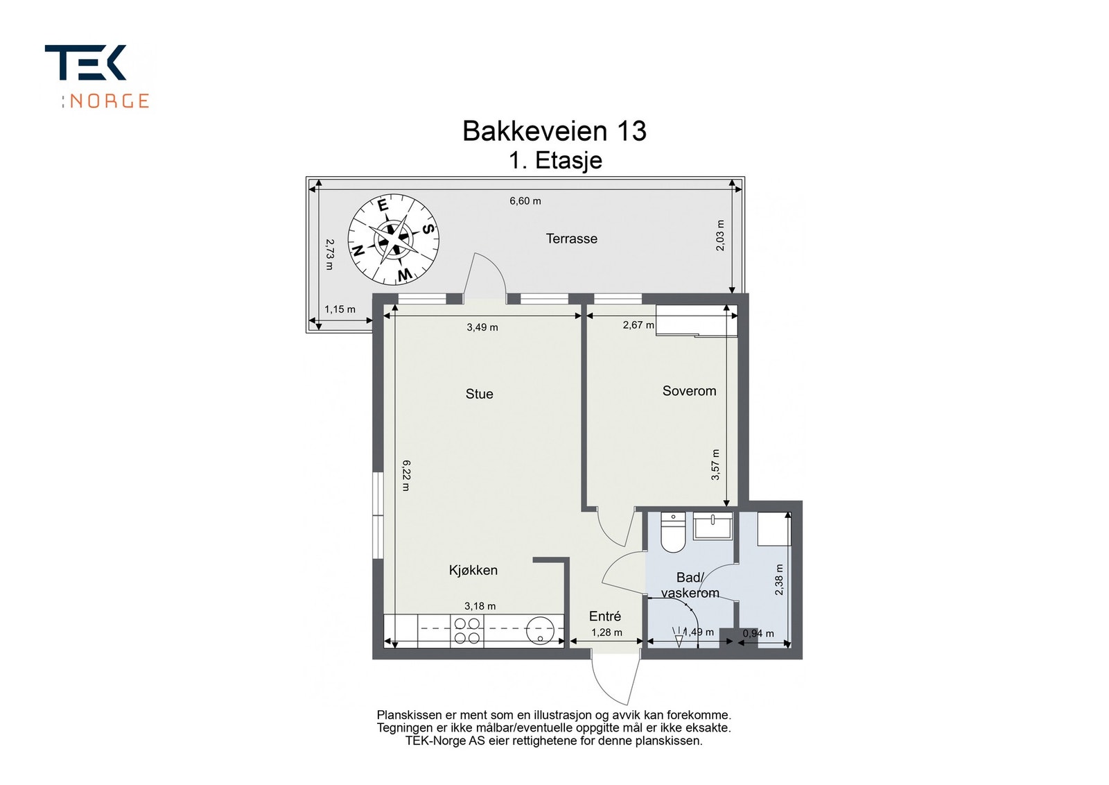 Plantegning, Bakkeveien 13. Galleribilde