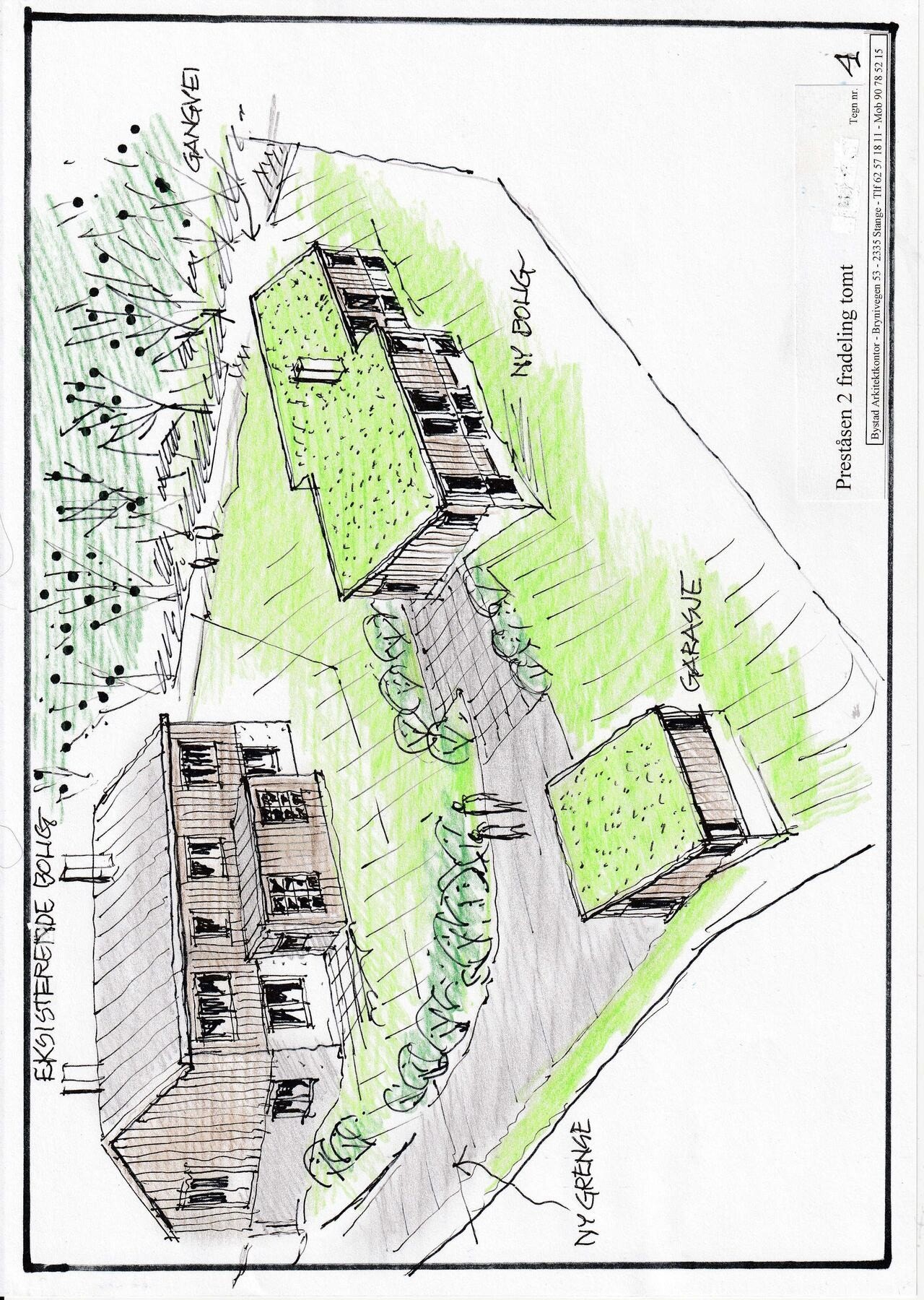 Skisse som illustrerer plassering (Bystad Arkitektkontor) Galleribilde