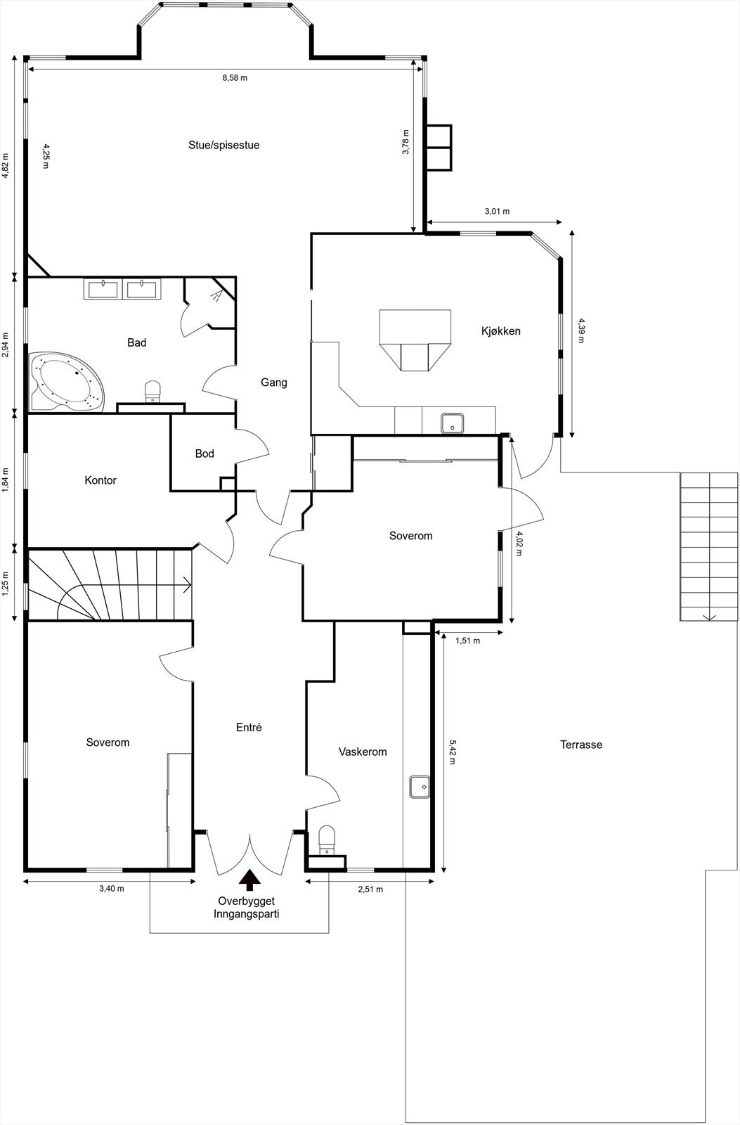 Plantegning 1. etasje Galleribilde