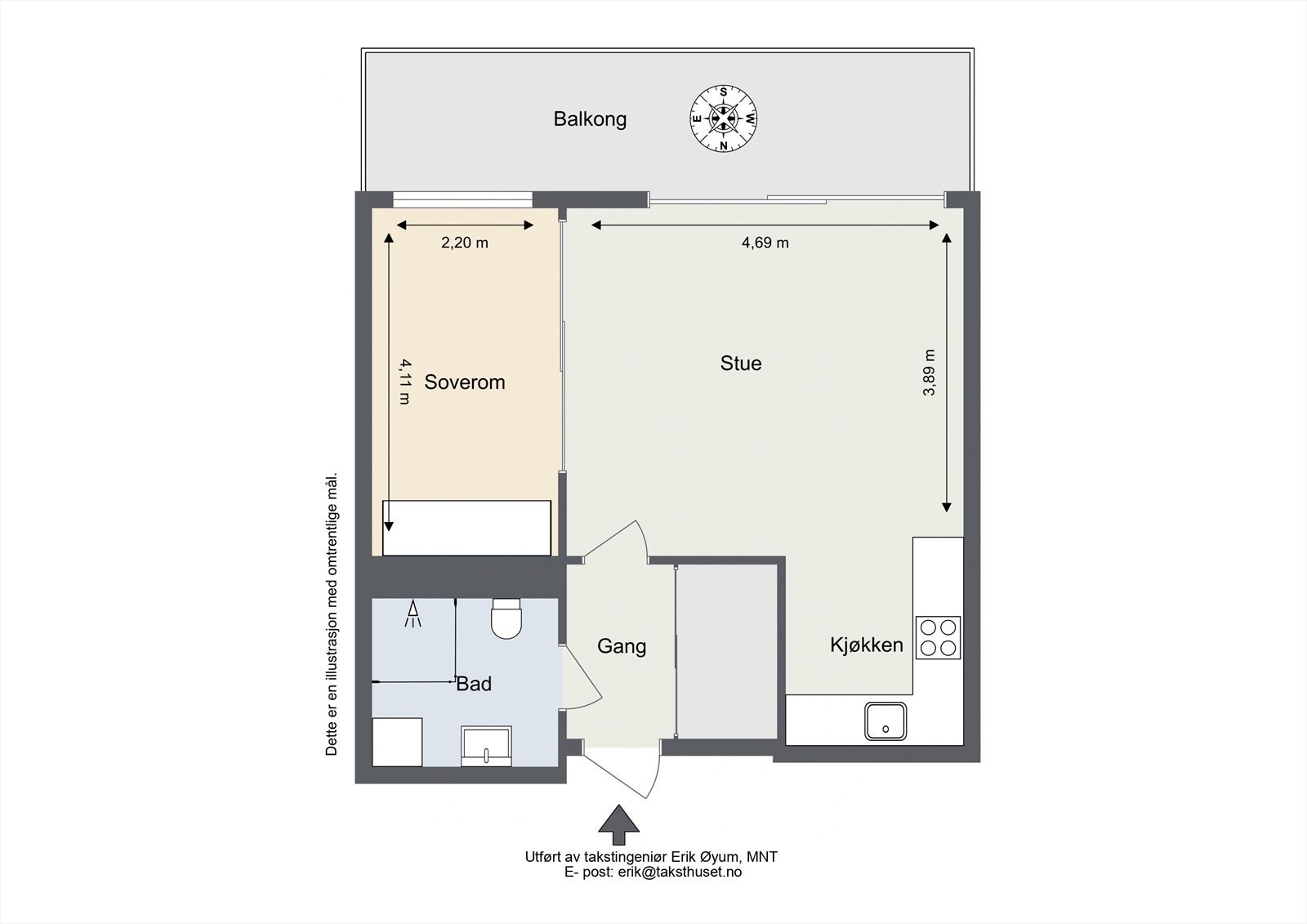 Plantegning - Leiligheten har en god intern beliggenhet i 4. etasje med heisadkomst Galleribilde