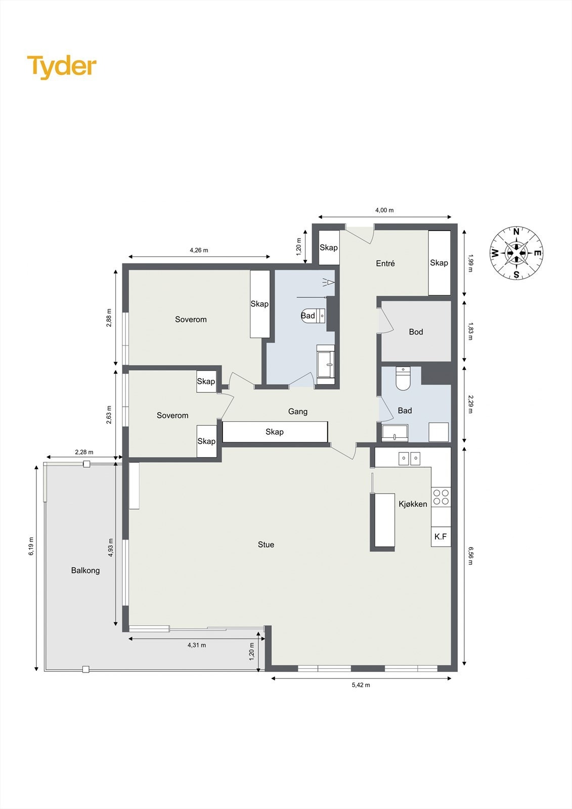 Plantegning Leilighet - 2. etasje. Galleribilde