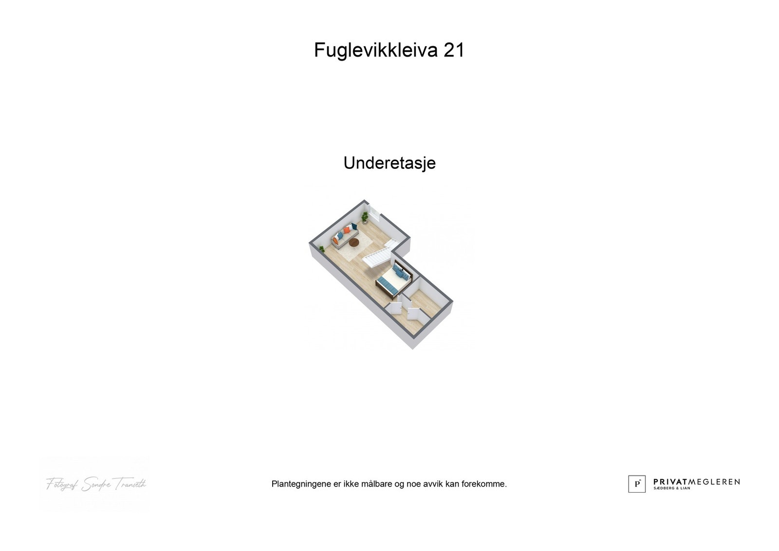 3D plantegning kjelleretasje - laget av fotograf Galleribilde