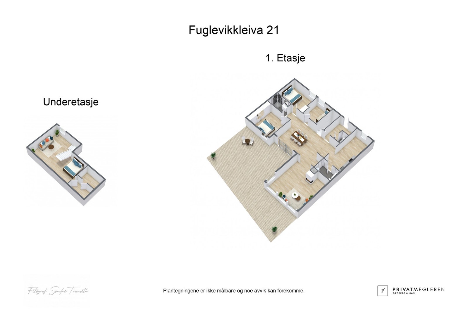 3D plantegninger begge etasjer - laget av fotograf Galleribilde
