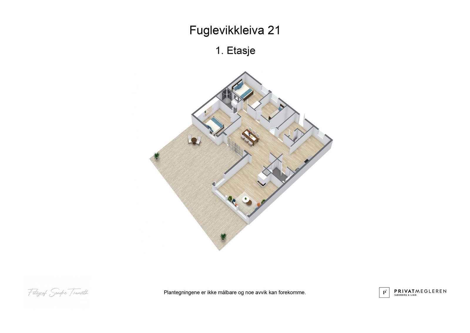 3D plantegning 1.etg - laget av fotograf Galleribilde