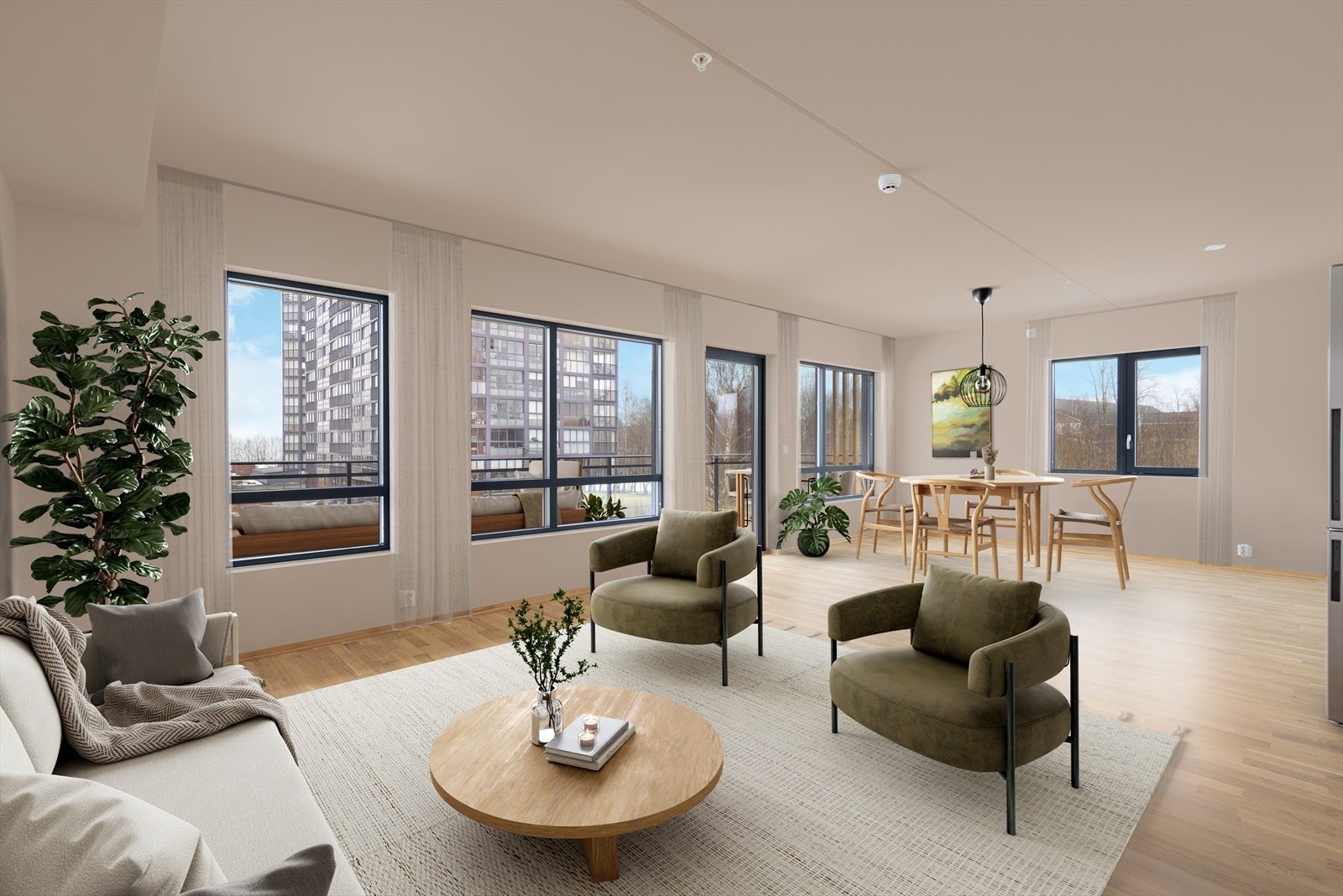 Ønsker du en lunere veggfarge? Bildet er digitalt møblert og vist med en alternativ veggfarge. Galleribilde