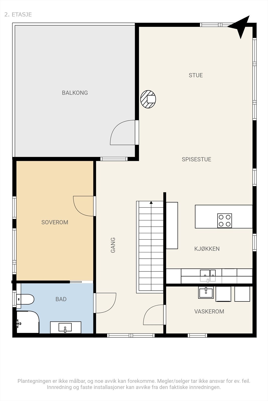 Plantegning av boligens 2. etasje. Galleribilde