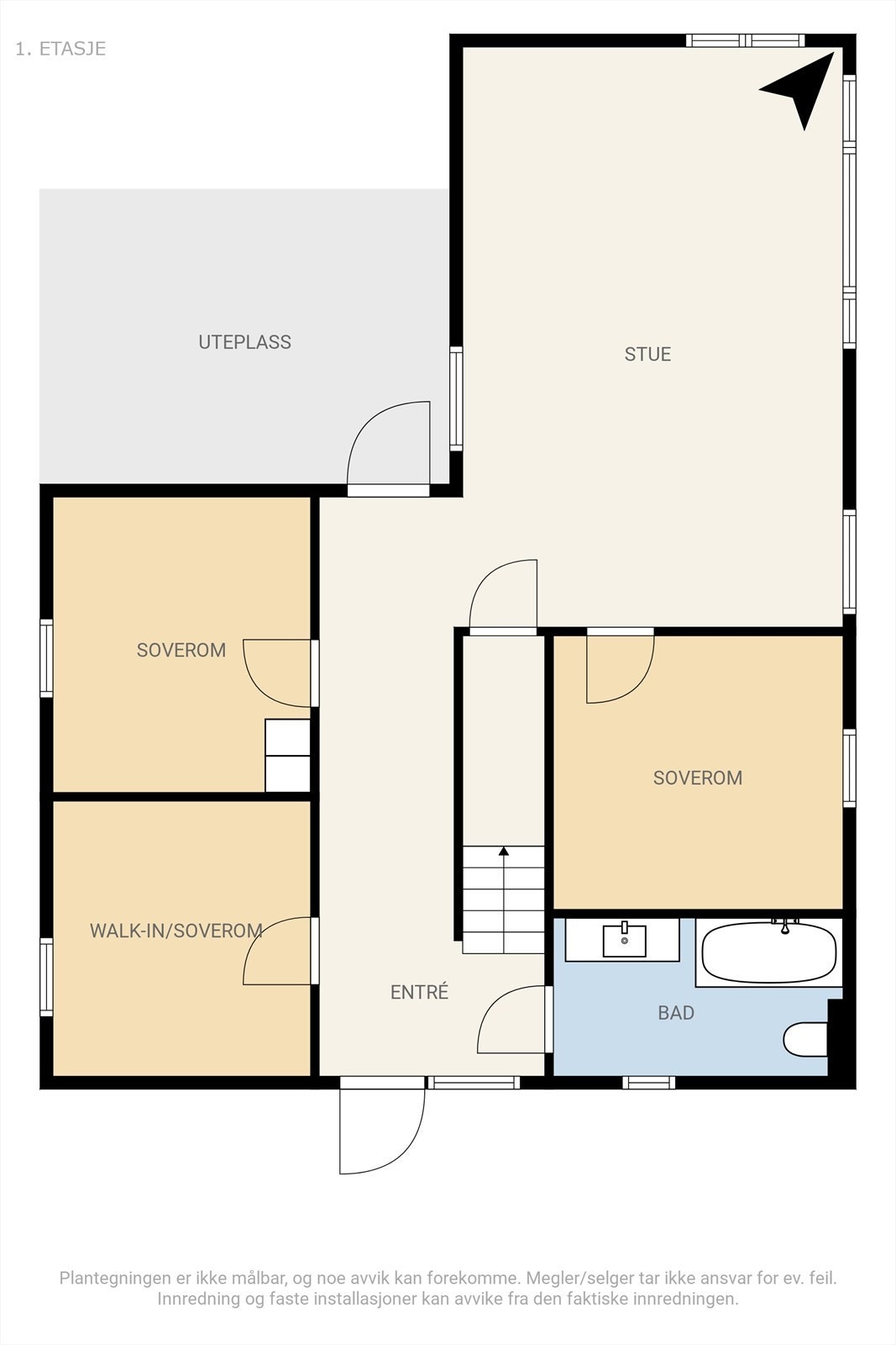 Plantegning av boligens 1. etasje. Galleribilde