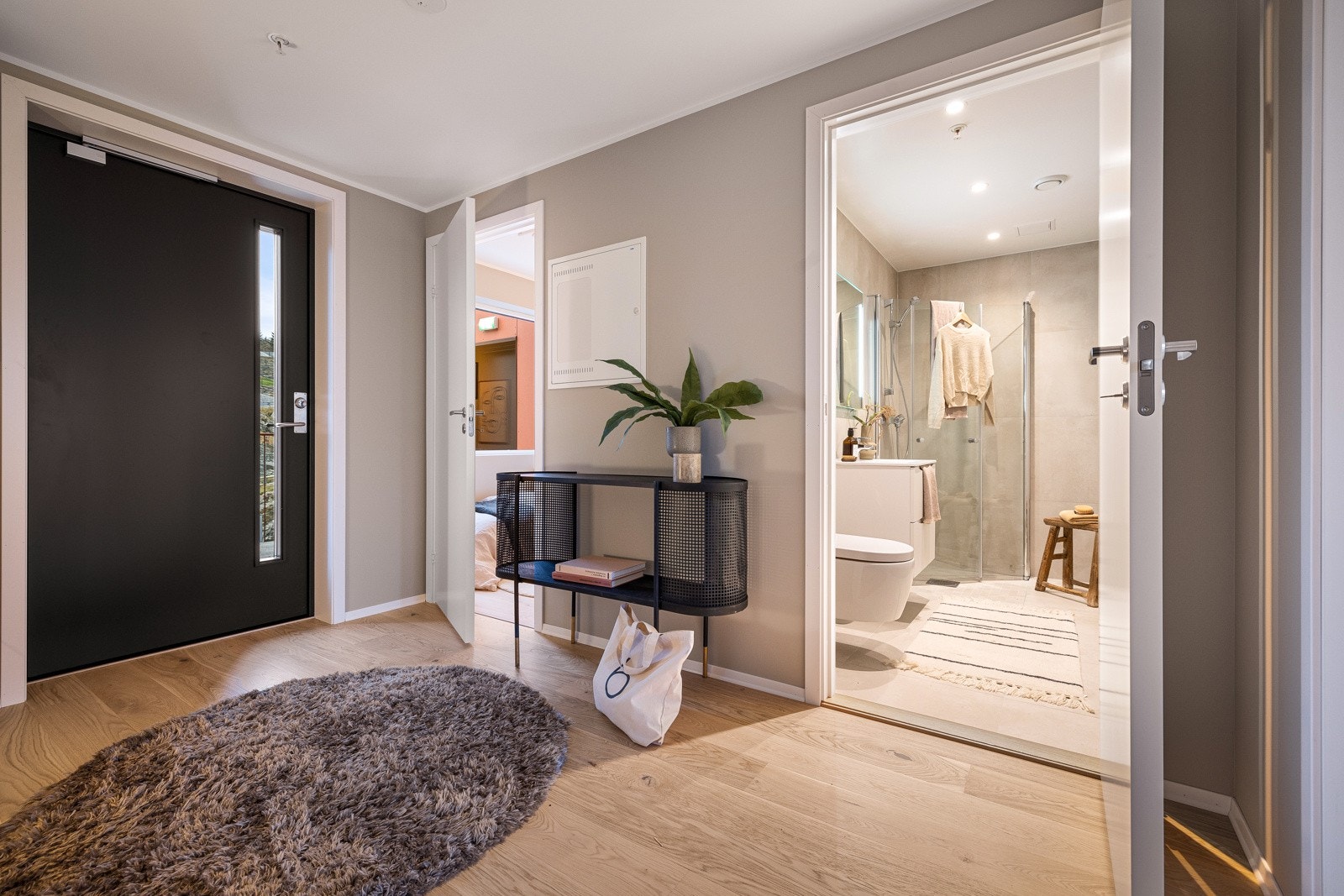 Romslig inngangsparti. Leiligheten har adkomst via heis til etasjen og deretter fra svalgang. Galleribilde