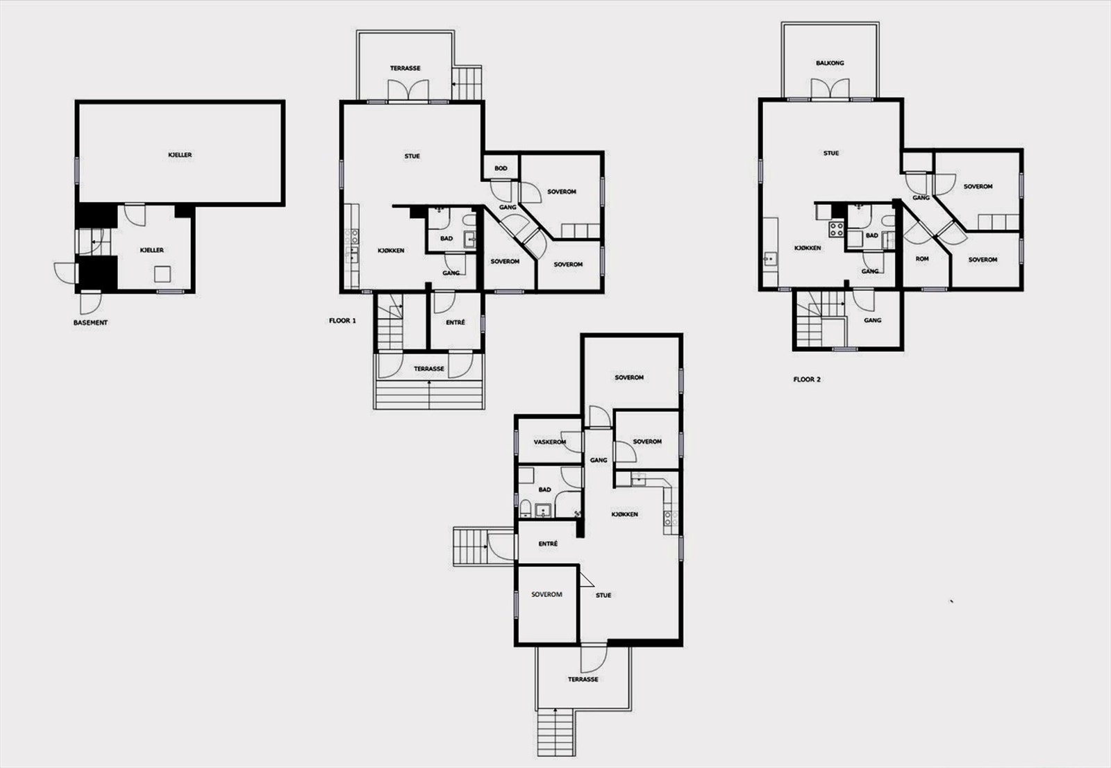 Planskisser alle etasjer Galleribilde