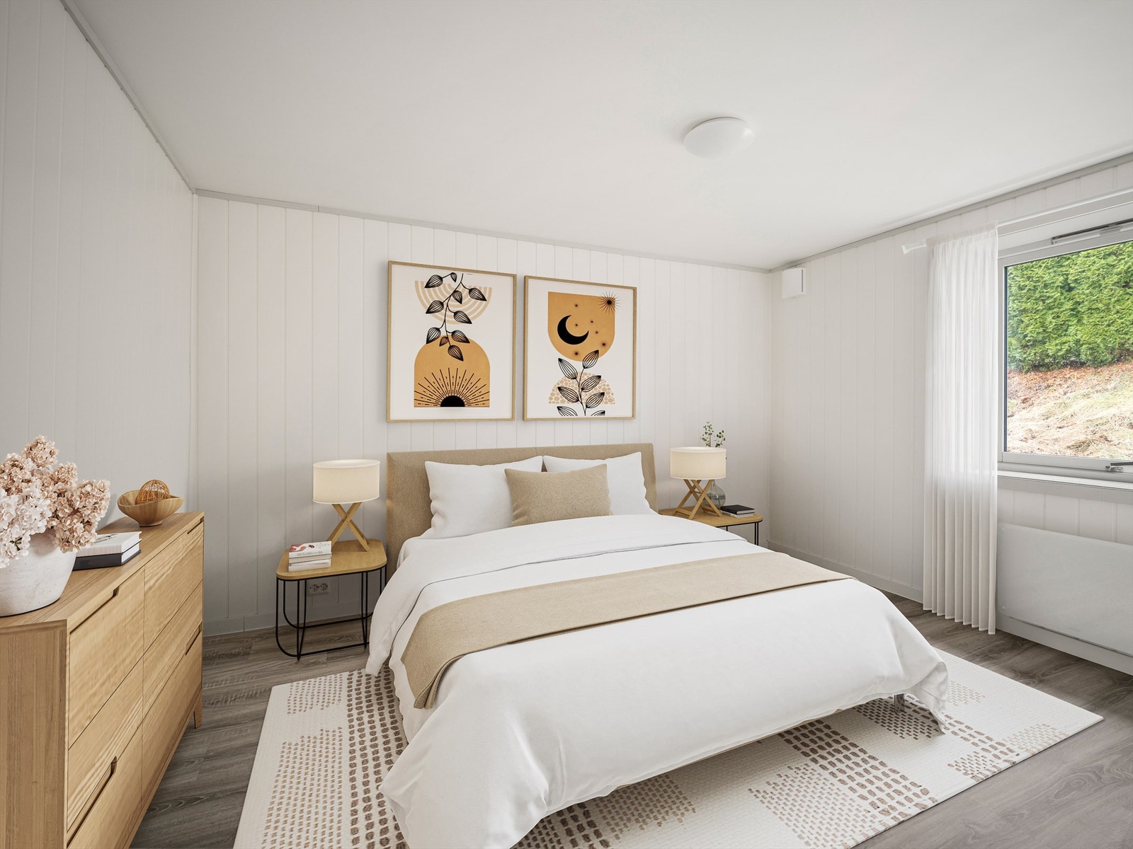 Hovedsoverom i sekundærbolig. Bildet er digitalt møblert. Galleribilde