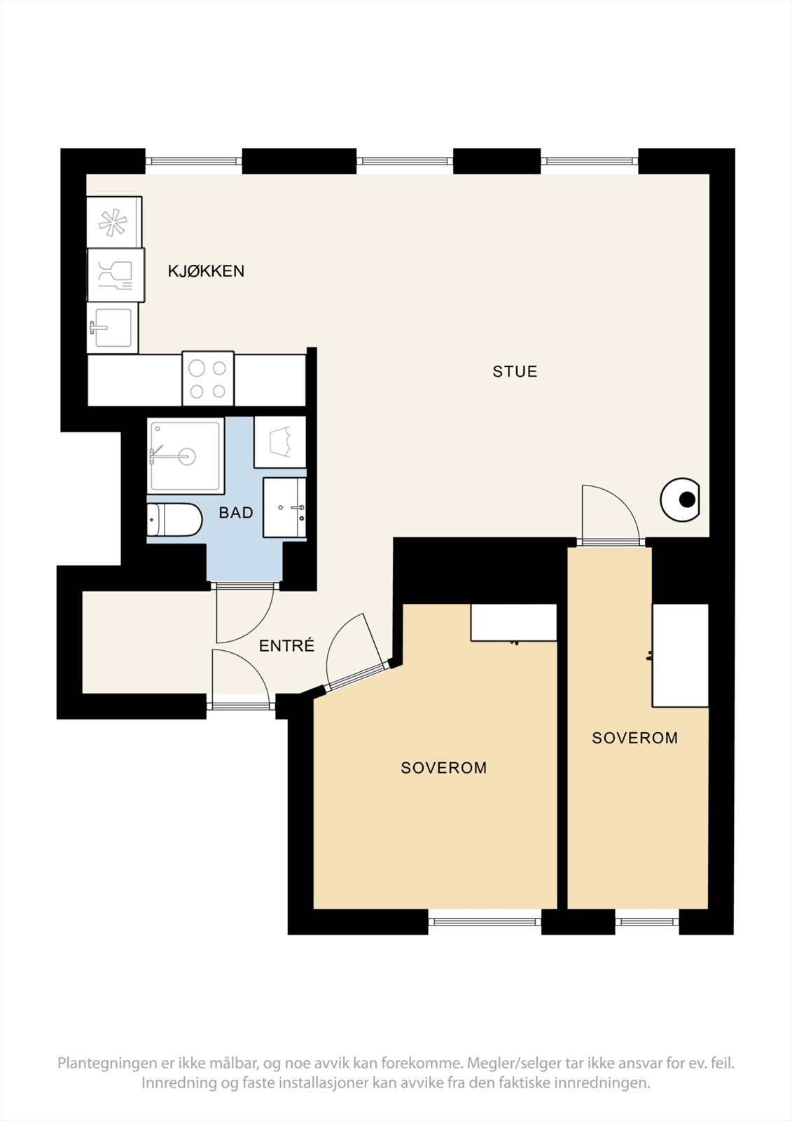 Plantegning - 1.etasje gjennomgående leilighet. Galleribilde