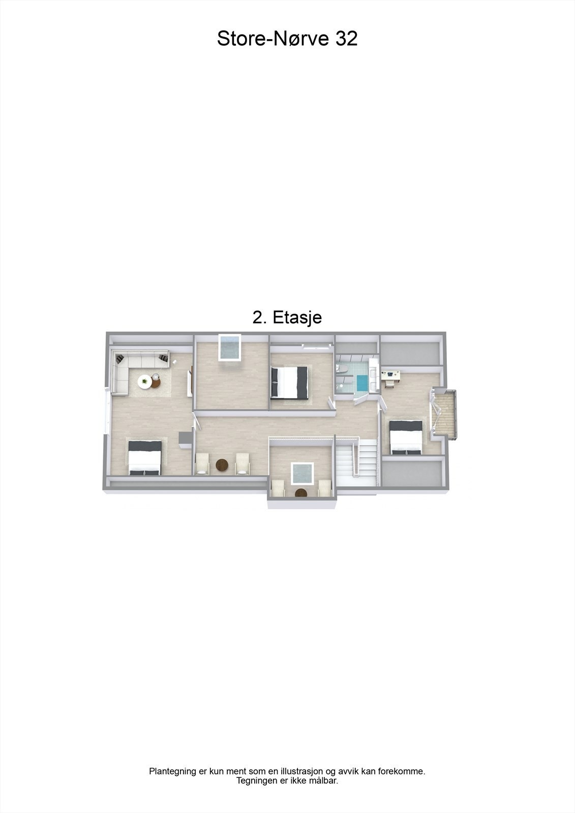 Planskisse 3D - 2. etasje Galleribilde