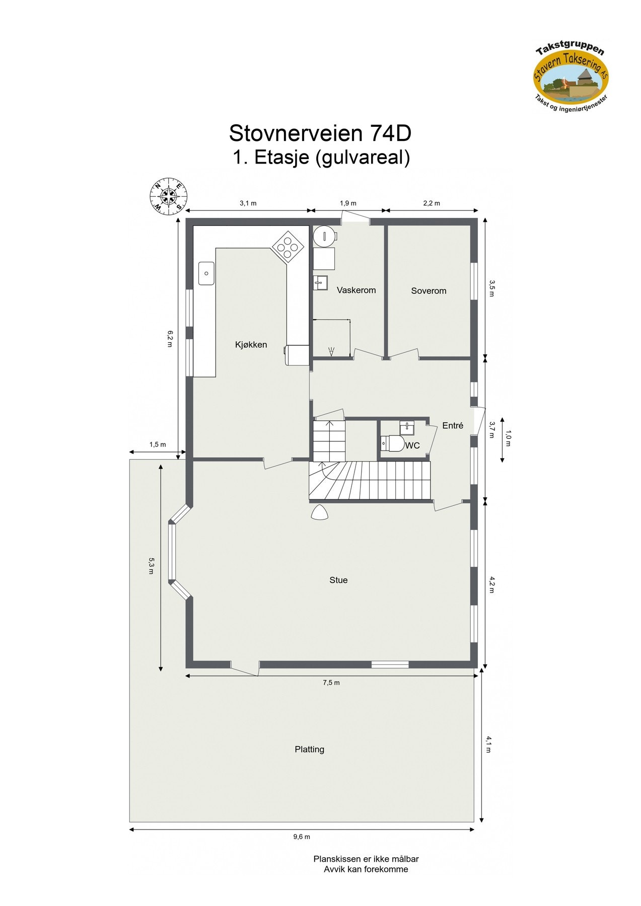 Plantegning med mål. Galleribilde