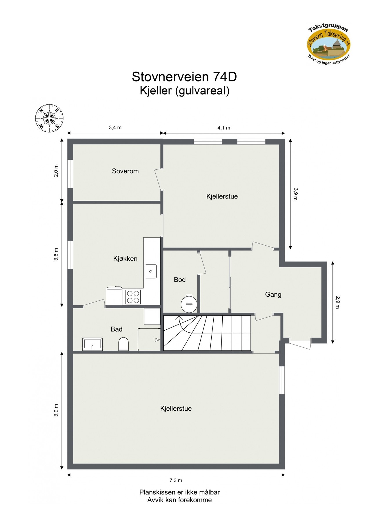 Plantegning med mål. Galleribilde