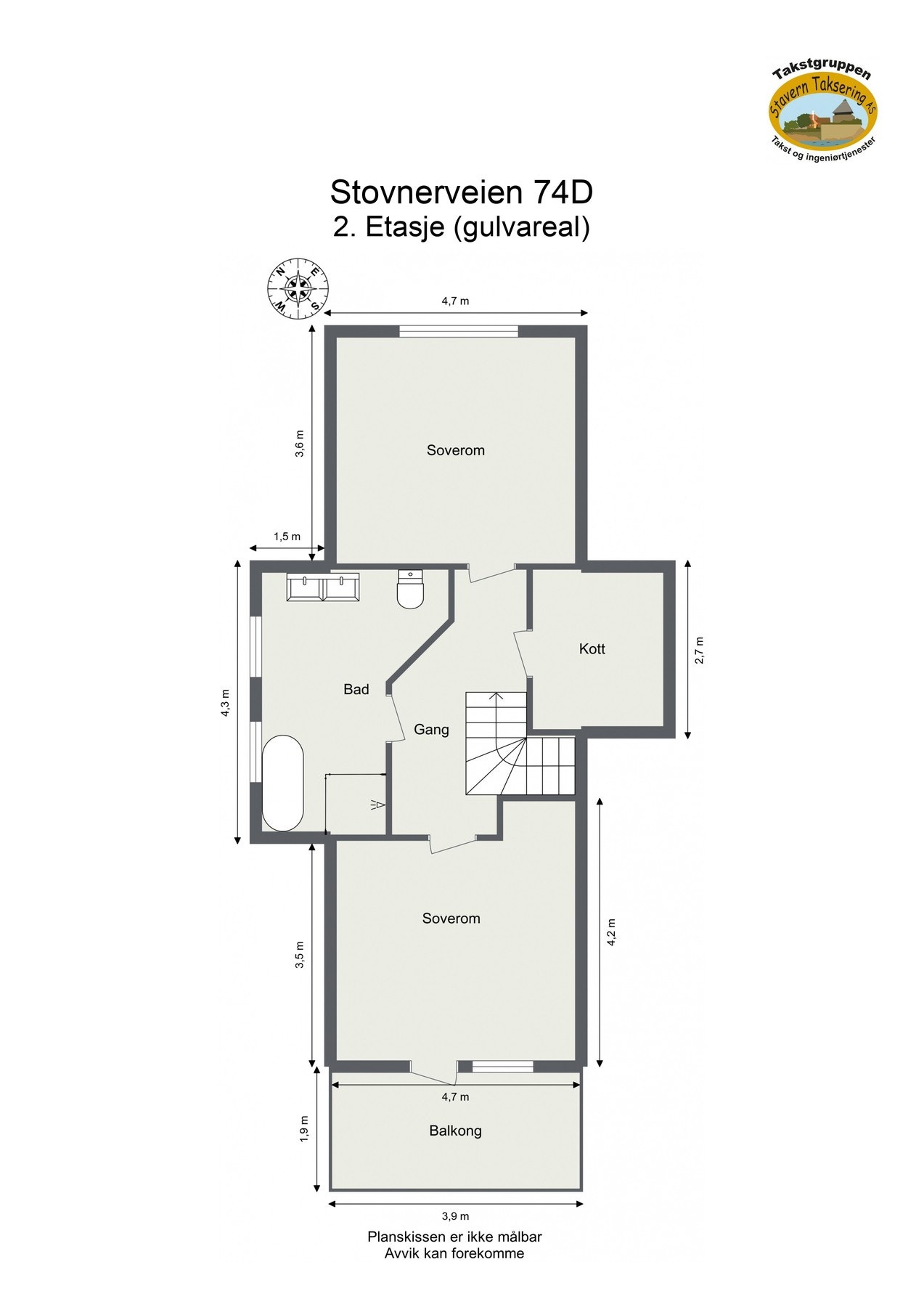 Plantegning med mål. Galleribilde