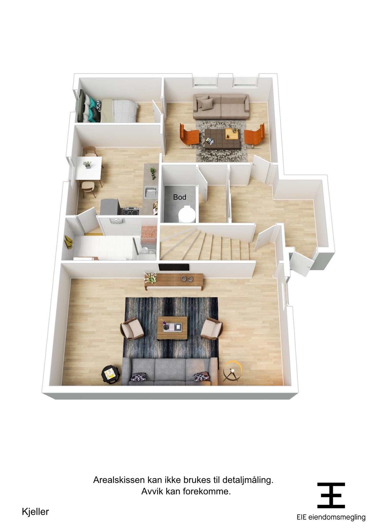 Boligens plantegning - kjeller.
Ikke godkjent for varig opphold.
Betegnet som kjellerareal i godkjente tegninger. Galleribilde