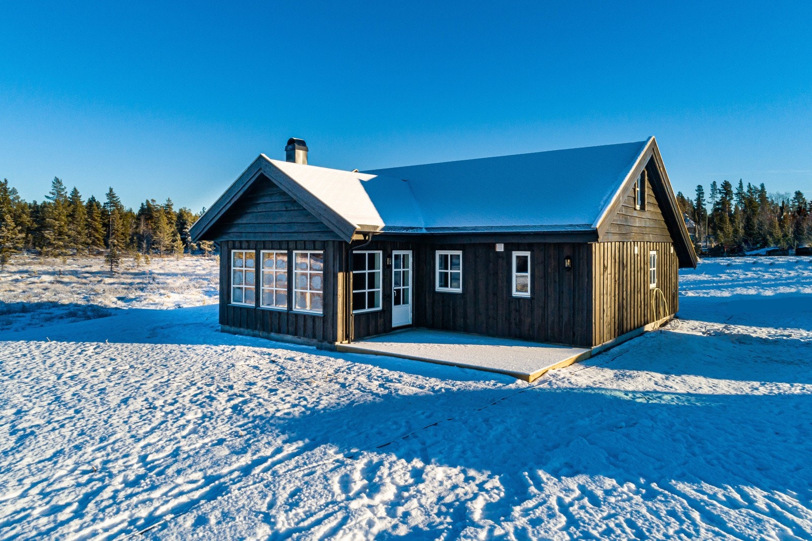 Det er Nystølen 2 som er valgt som hyttemodell, som passer perfekt til en familie. Galleribilde