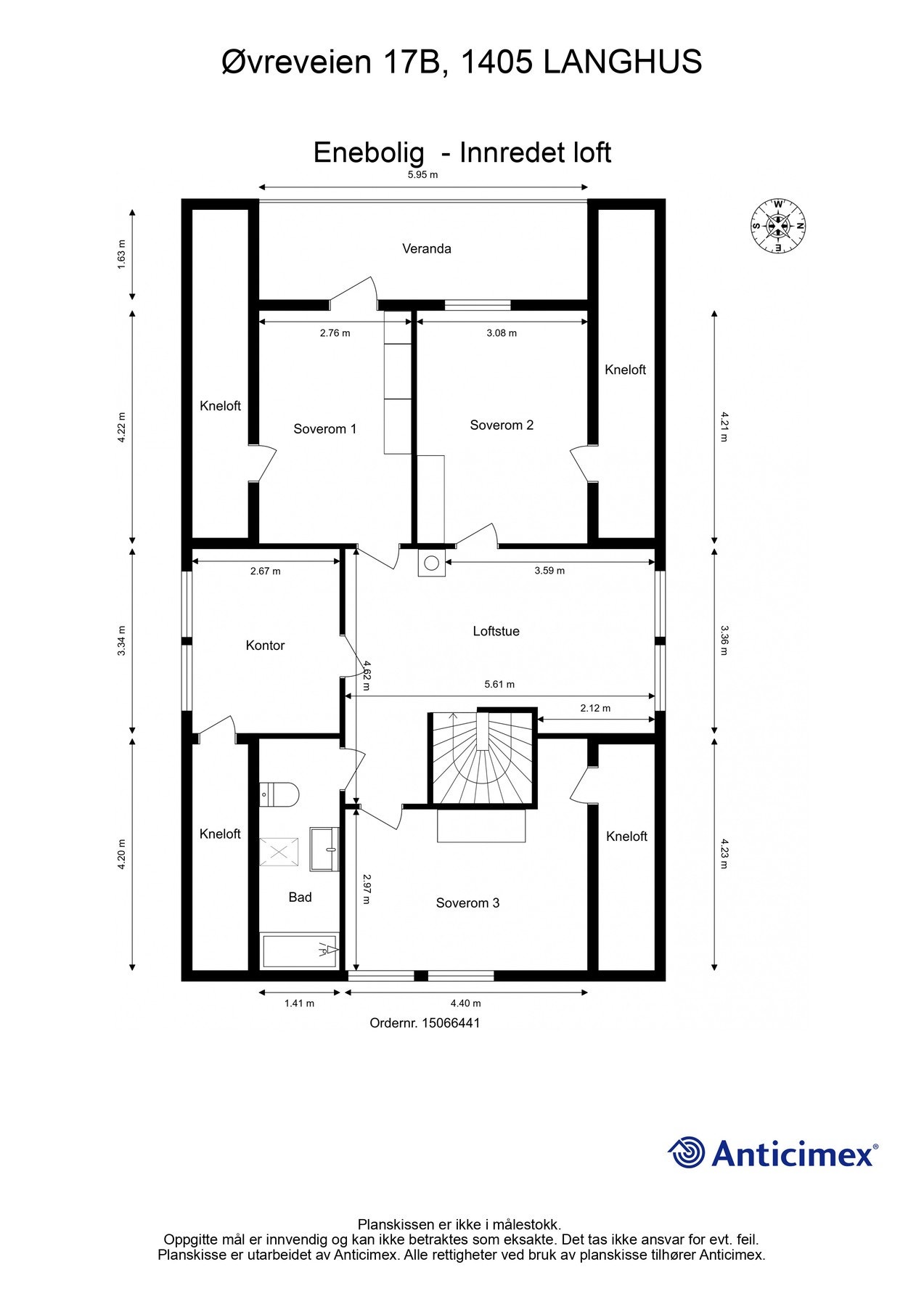 Plantegning Innredet loft Galleribilde
