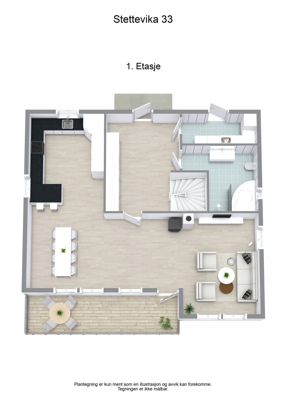 Planskisse 3D - 1. etasje Galleribilde