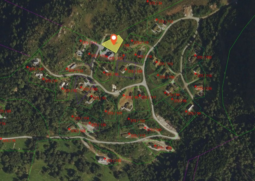 Flyfoto med avmerka tomt Galleribilde