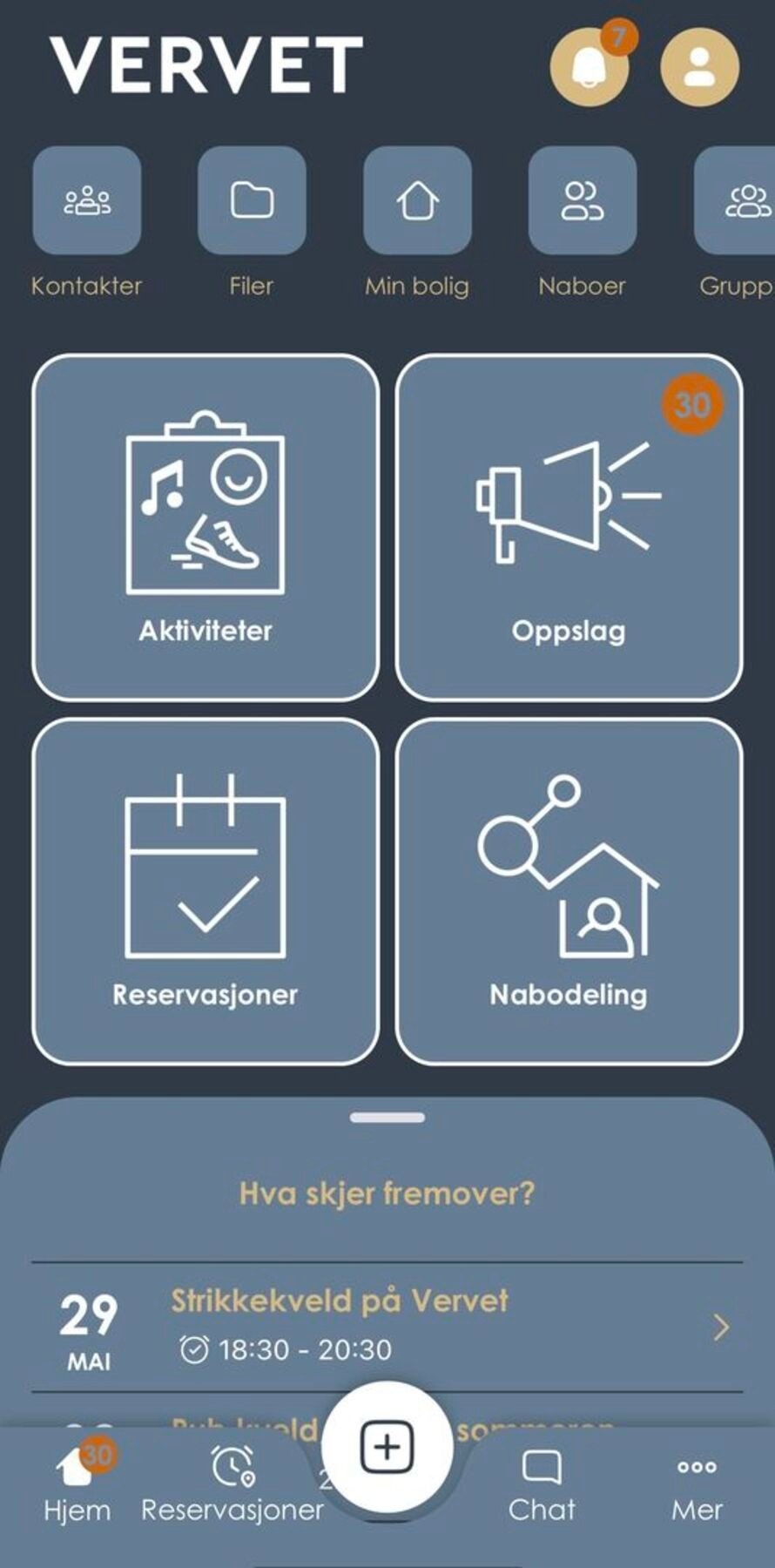 På Vervet appen, administrerer du booking av aktiviteter og får oversikt over info på området. Galleribilde