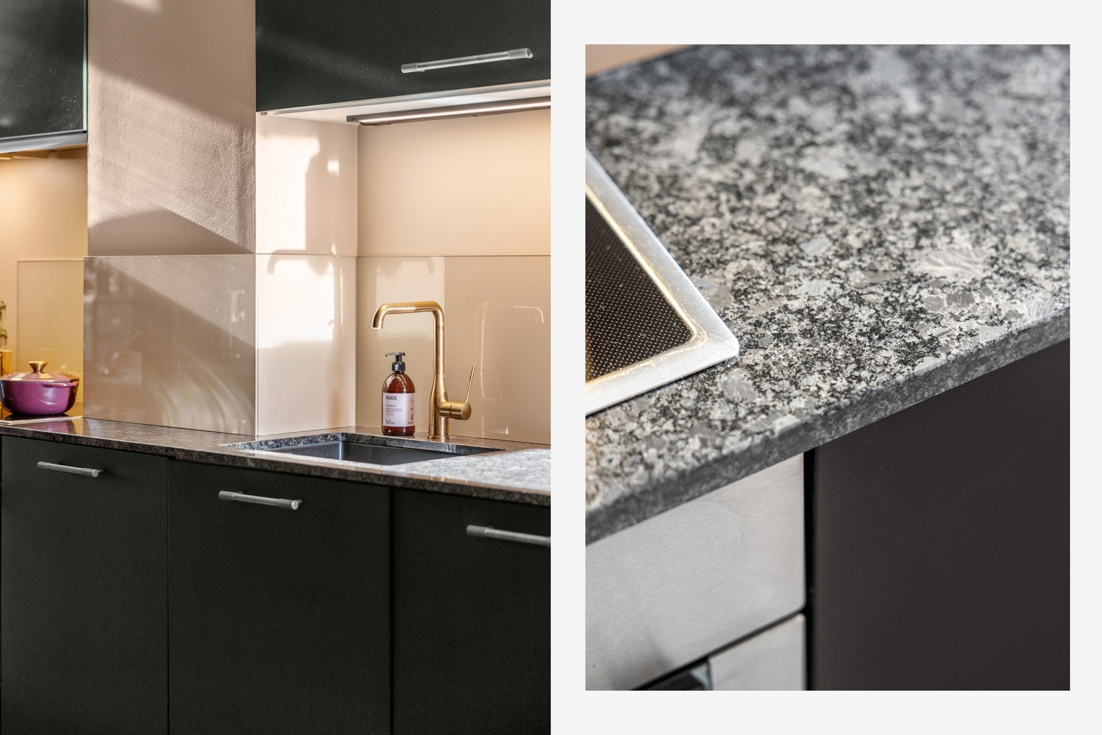 Kjøkkenet er innredet med integrerte hvitevarer som oppvaskmaskin fra 2024, komfyr og induksjonstopp. Frittstående kjøleskap kan følge med om ønskelig. Galleribilde