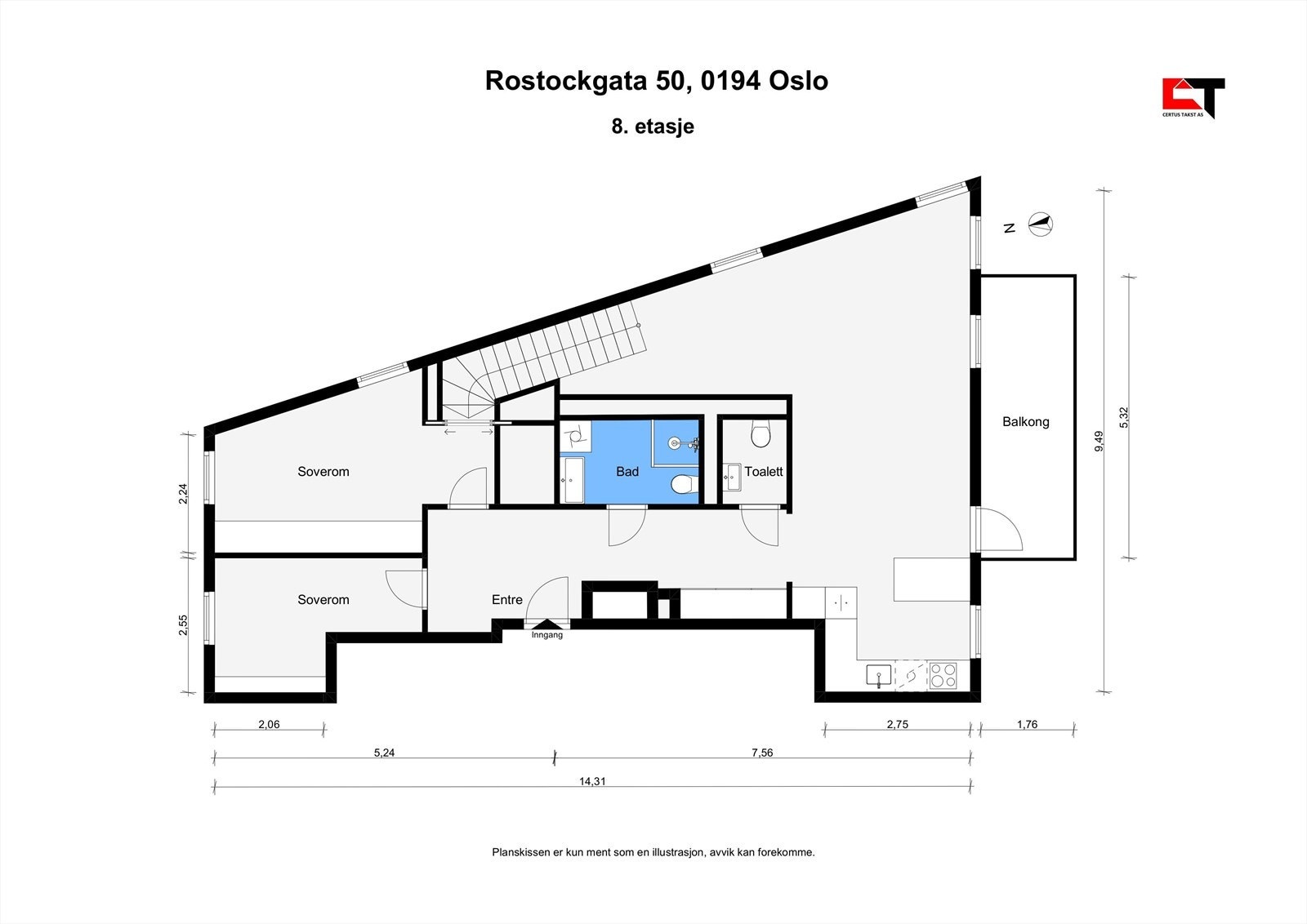 Plantegning 8. etasje Galleribilde