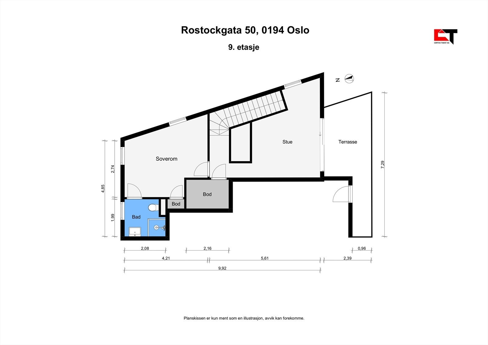 Plantegning 9. etasje (toppetasjen) Galleribilde