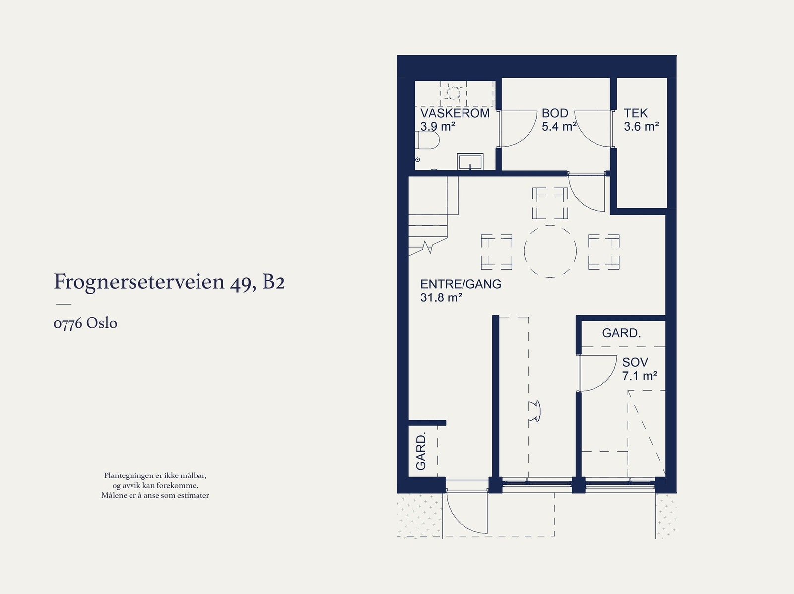 1. etasje består av entré/gang, oppholdsrom/stue, soverom, teknisk rom, bod og bad/vaskerom. Galleribilde