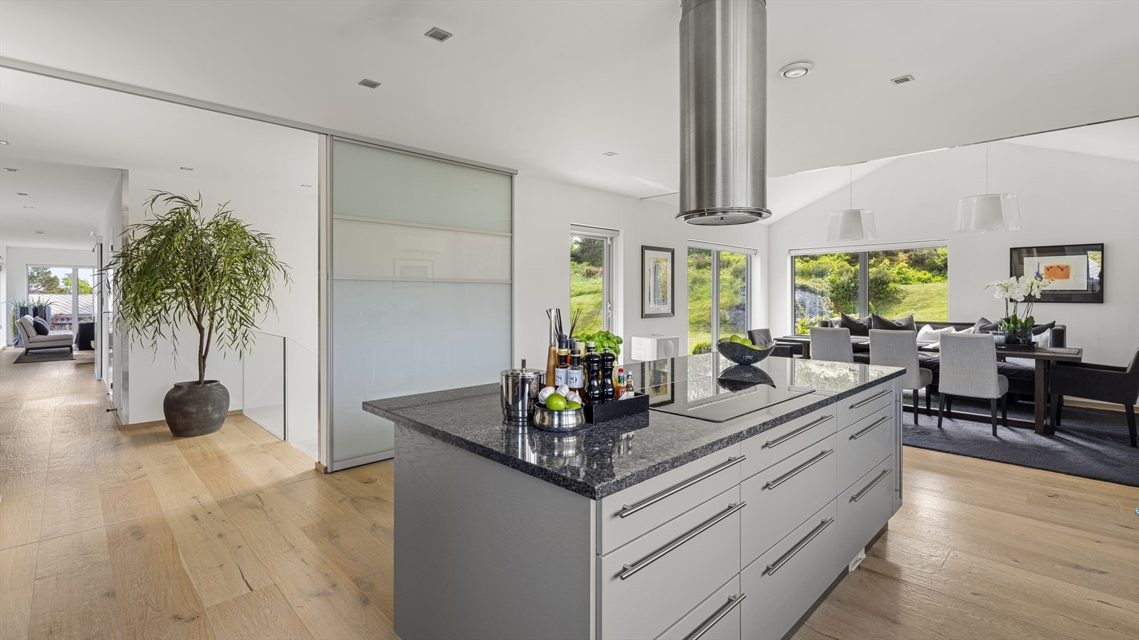 Det er en stor skyvedør ut mot gangen. Galleribilde