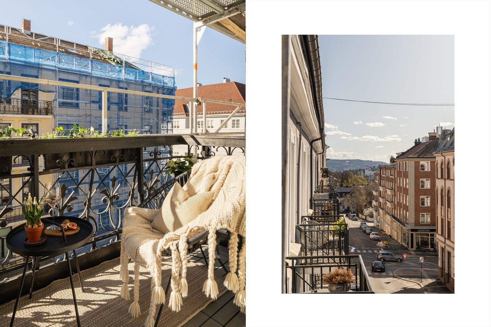 Balkongen vendt ut mot trafikkstille og enveiskjørt gate - Erling Skjalgsons gate. Galleribilde