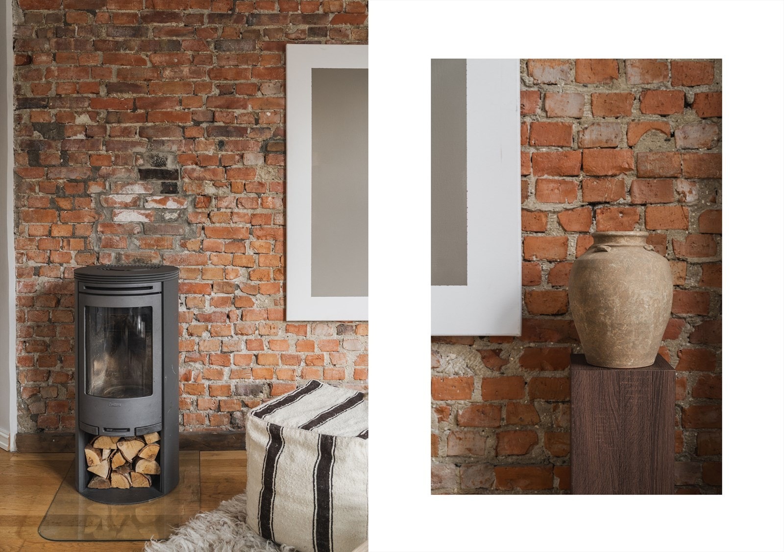 Stuen byr også på en nydelig peis og teglsteinvegg som setter et pent preg på rommet. Galleribilde