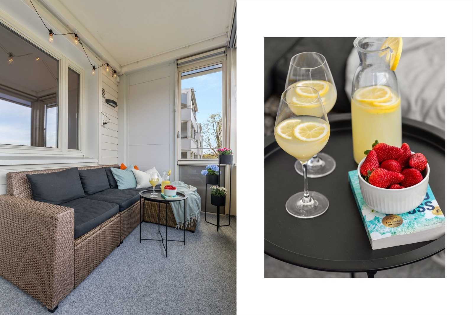 Her er det svært gode muligheter for å nyte både varme og ikke fullt så varme dager i en hyggelig sittegruppe. Galleribilde