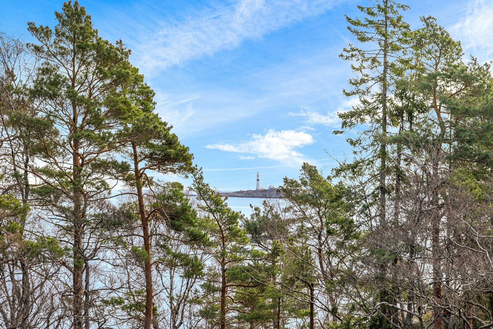 Fra hytten er det fin utsikt ut mot Torungen fyr Galleribilde