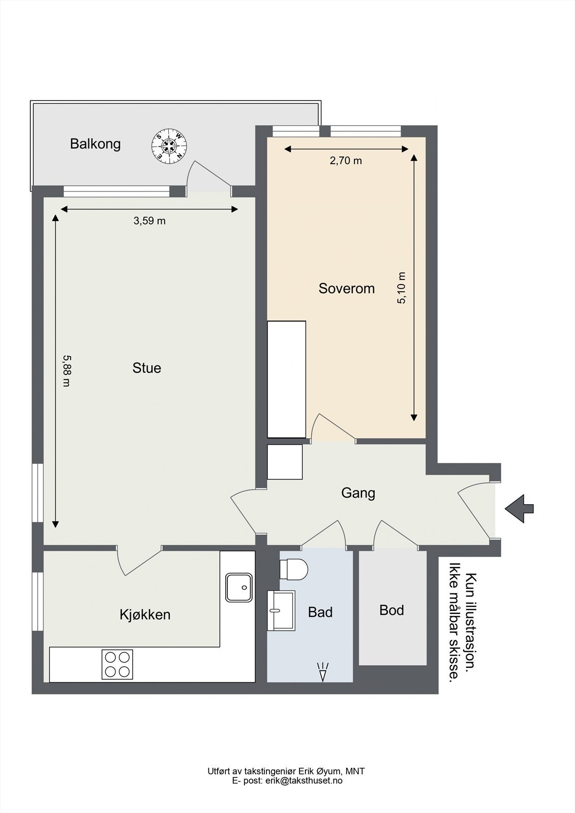 Plantegning - Leiligheten har en fin beliggenhet i 6. etasje med heisadkomst Galleribilde