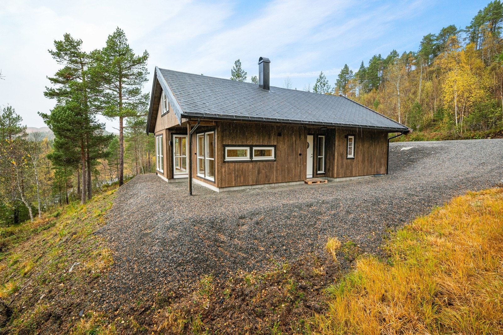 Hytta ble oppført juni 2022 og er av typen "Alvdal" fra Ranahytta. Galleribilde