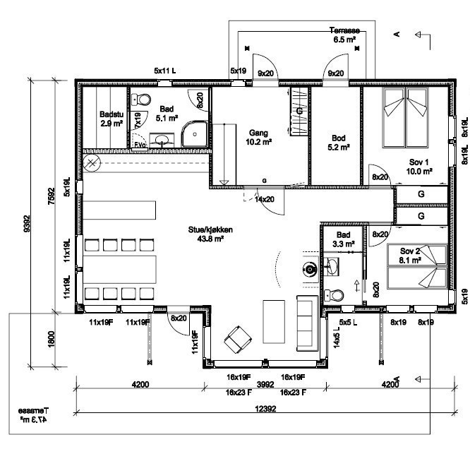 Planløsning hovedplan. Galleribilde