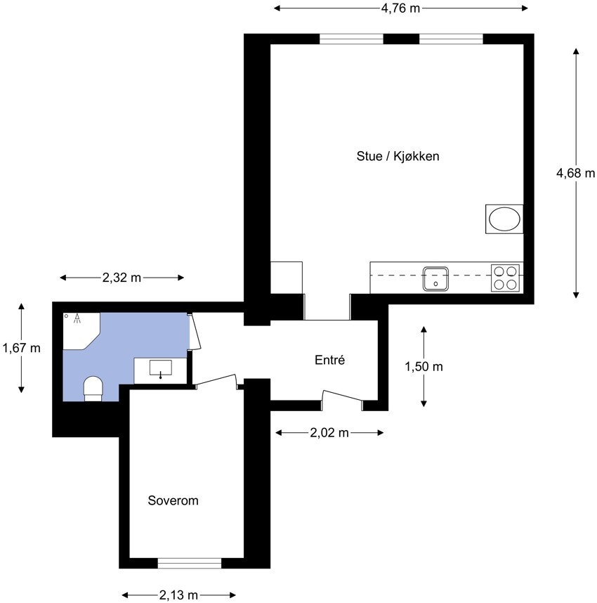 Vi starter med plantegningen slik at du får orientert deg i boligen. Galleribilde