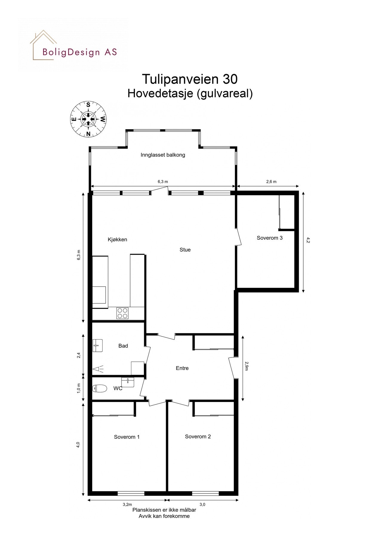 Målsatt plantegning. Galleribilde