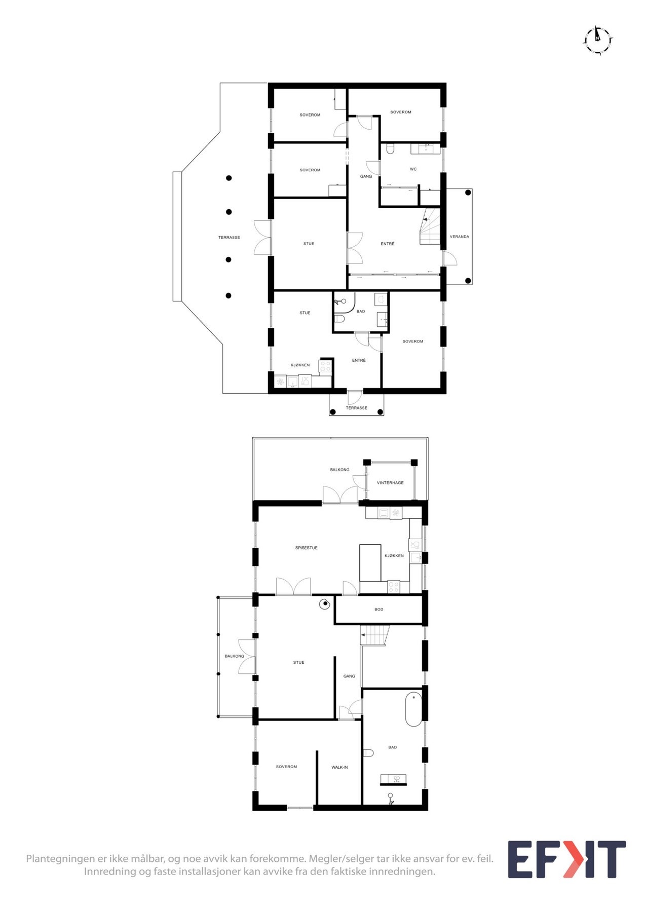 Plantegninger for begge etasjer. Galleribilde