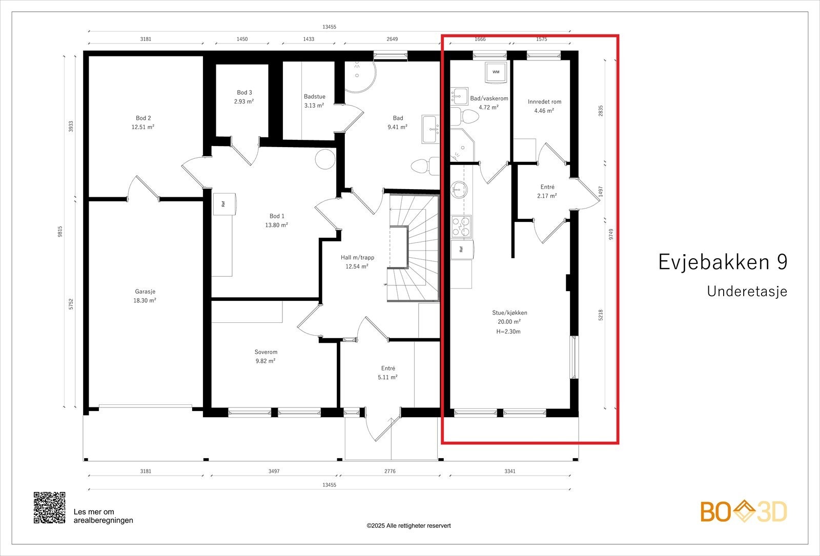 Evjebakken 9-Underetasje - Hybel. Galleribilde