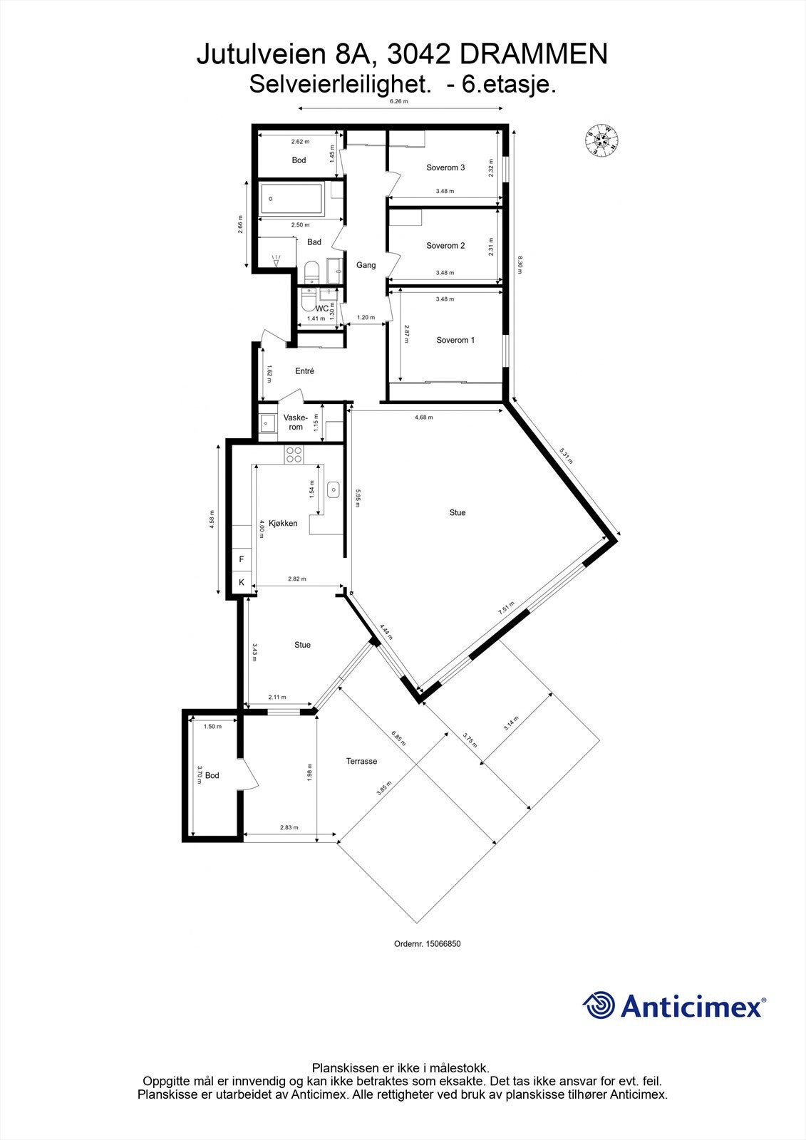 Plantegning - 5. boligetasje (bygningens 6. etasje) Galleribilde