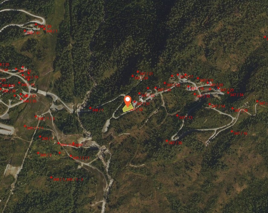 Flyfoto med avmerka tomt Galleribilde